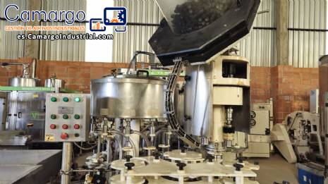 Llenadora rotativa monobloque con 12 boquillas y tapadora de rosca